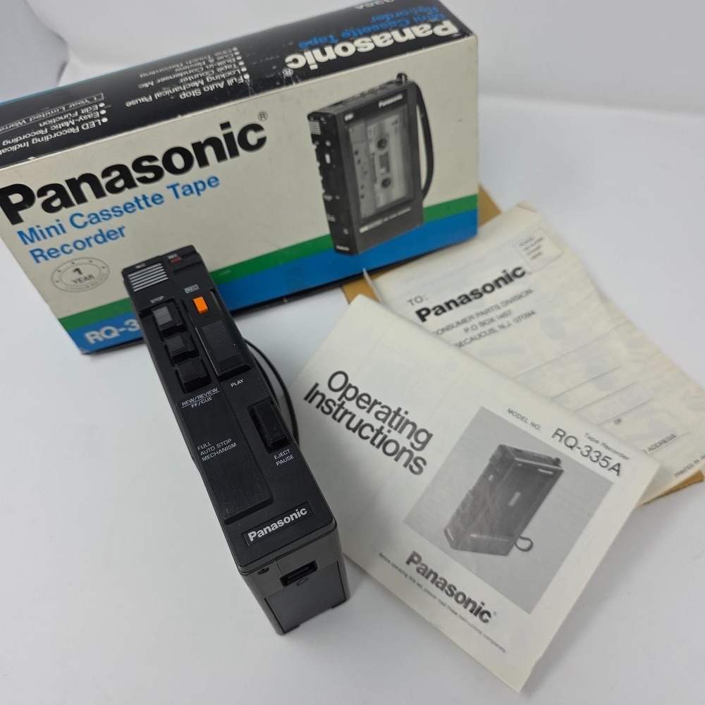 Panasonic RQ-335A Mini Cassette Tape Recorder Black Full Auto Stop Vintage